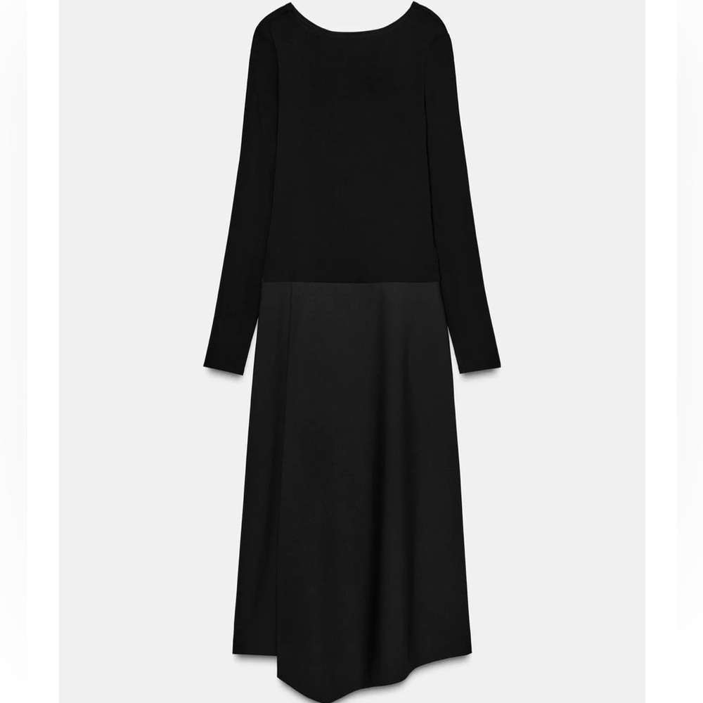 Zara Black Asymmetrical Long Sleeve Dress
